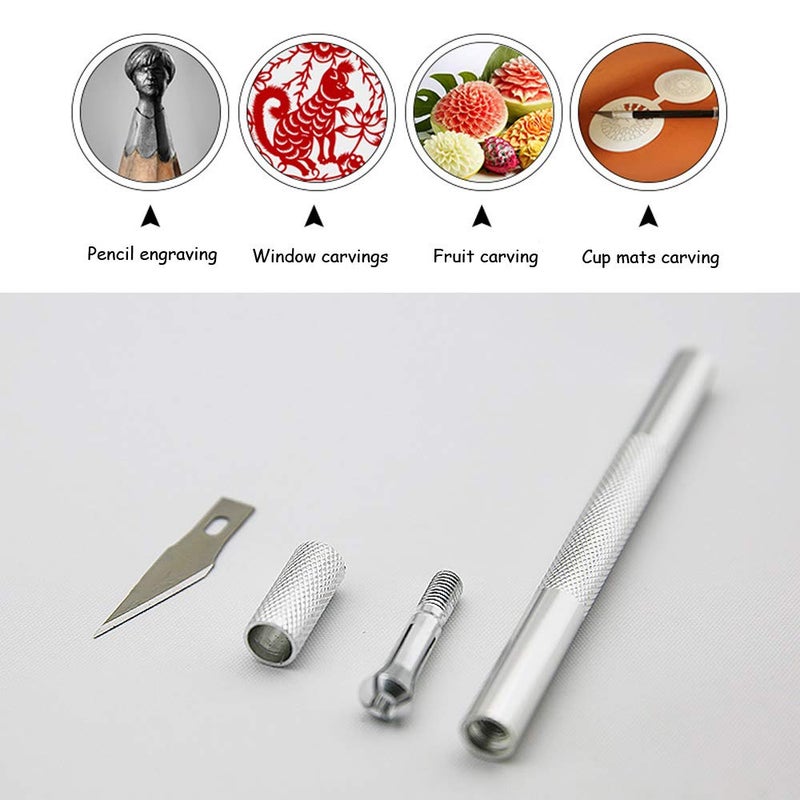 Comidox 2 Sets Stainless Steel Precision Carving Cutter Craft Knife Solid Metal Pen Knife Razor Tool for Phone PC Tablet Drone Repair DIY Art Work Sculpture - Image 2
